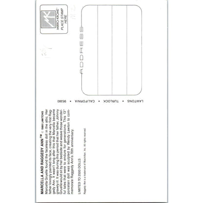 Marcella & Raggedy Ann Dolls 1988 Lawton Original Postcard PB8