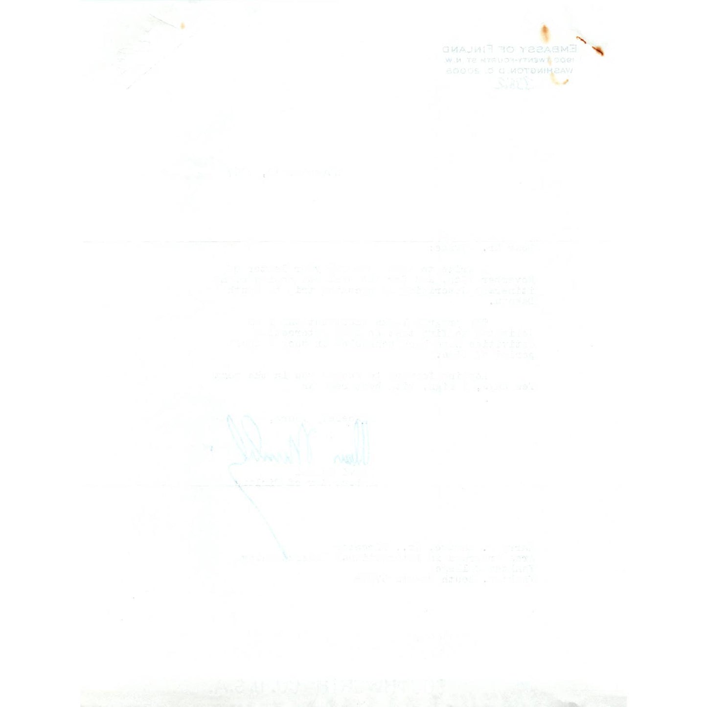 Finland Embassy Official Letterhead Memo Olavi Munkki Nov 1967 TK1-P11