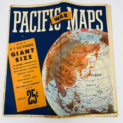 1944 WWII Pacific War Maps H V Kaltenborn Giant Size Pure Oil Co. BA4