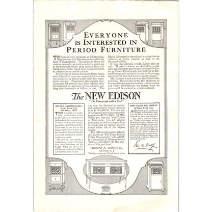 c1920 Harper's Magazine Ad - The New Edison Phonograph Machine EA3