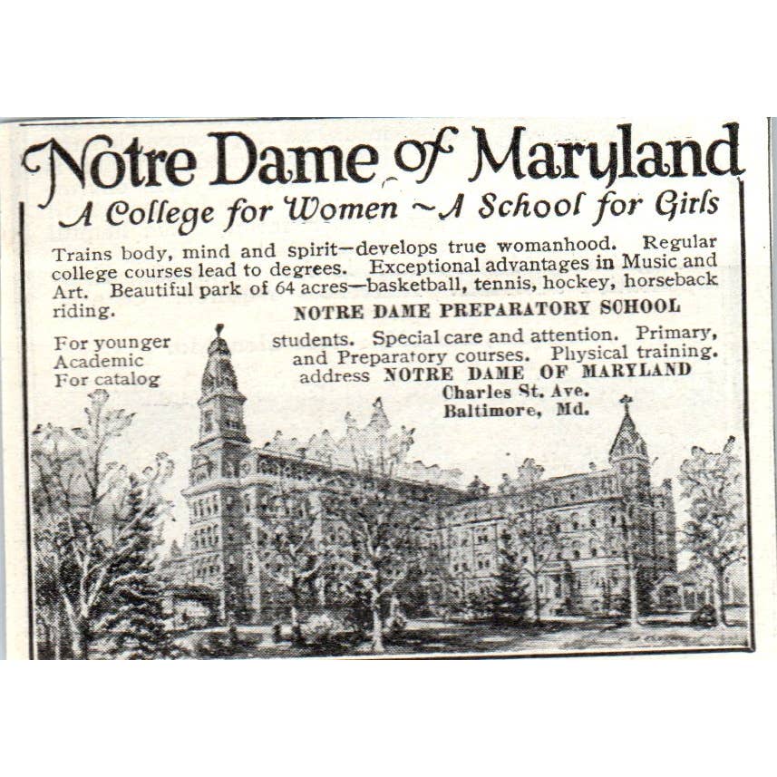 c1920 Harper's Ad - Notre Dame Preparatory School of MD College for Girls EA3
