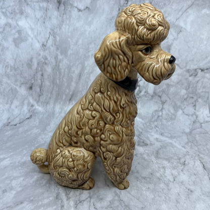 Vintage Ceramic Poodle Dog Sculpture 11” Brown Ceramica De Cuernavaca TJ2