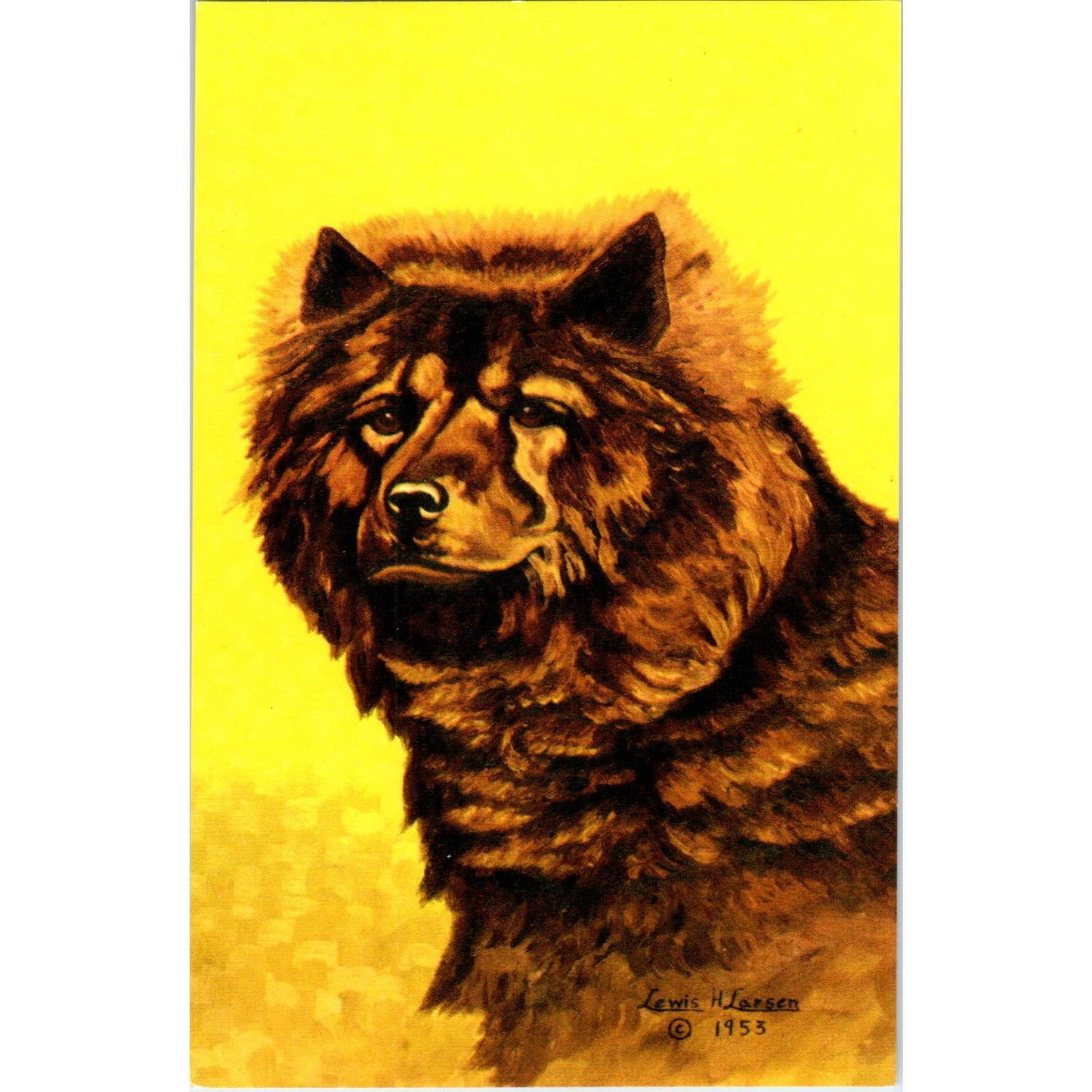 Lewis H. Larsen 1953 The Chow Chow Dog Painting Original Postcard TK1-27-2
