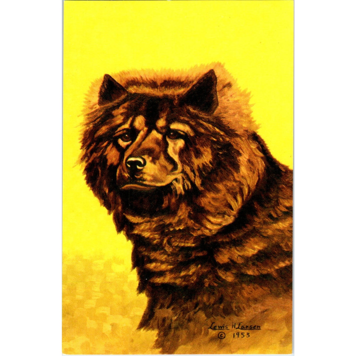 Lewis H. Larsen 1953 The Chow Chow Dog Painting Original Postcard P1-12-2