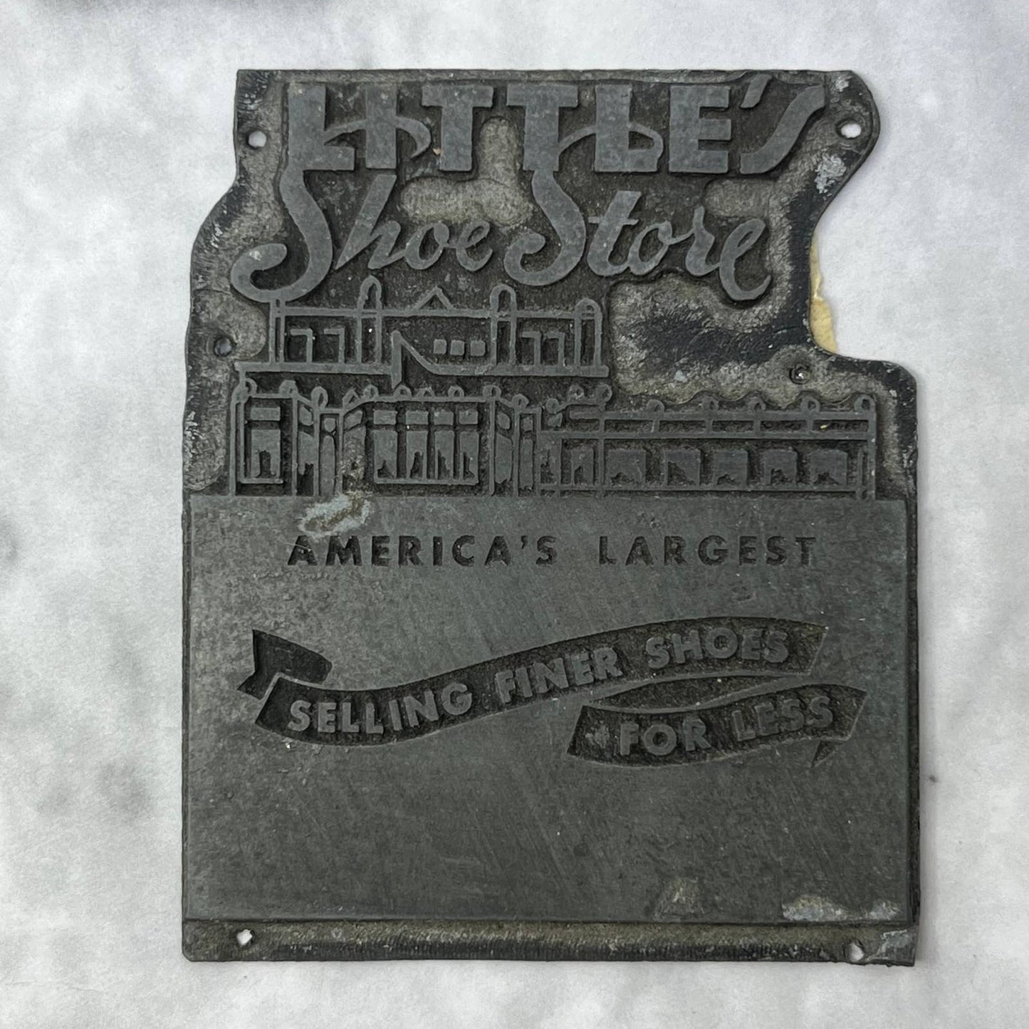 Vintage Printing Letterpress Printers Block Plate Little’s Shoe Store TJ515