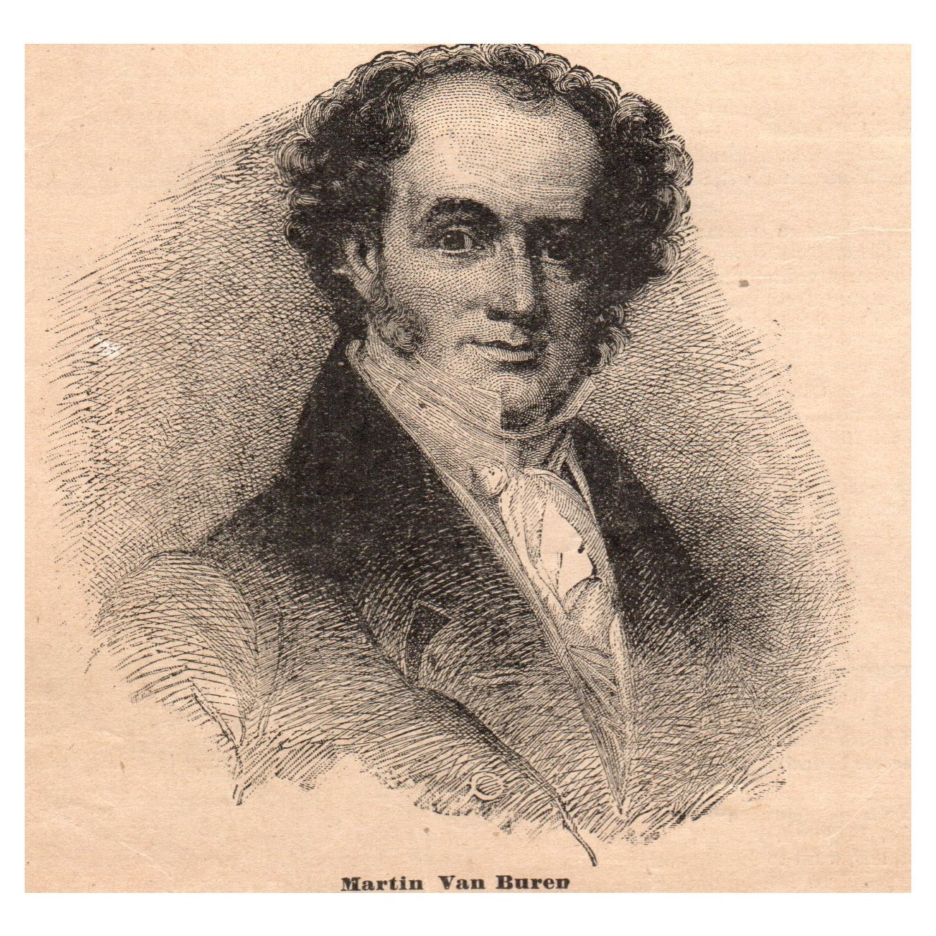 President Martin Van Buren Portrait 4x4" Original Engraving 1899 AK3-7