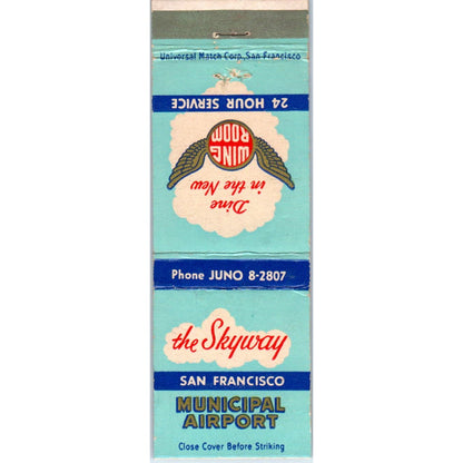 San Francisco Airport The Skyway, Wing Room Advertising Matchbook Cover SA9-M8