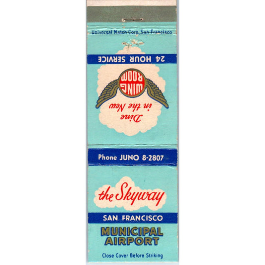 San Francisco Airport The Skyway, Wing Room Advertising Matchbook Cover SA9-M8