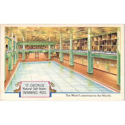 St. George Salt Water Swimming Pool Brooklyn New York Original Postcard P2-1