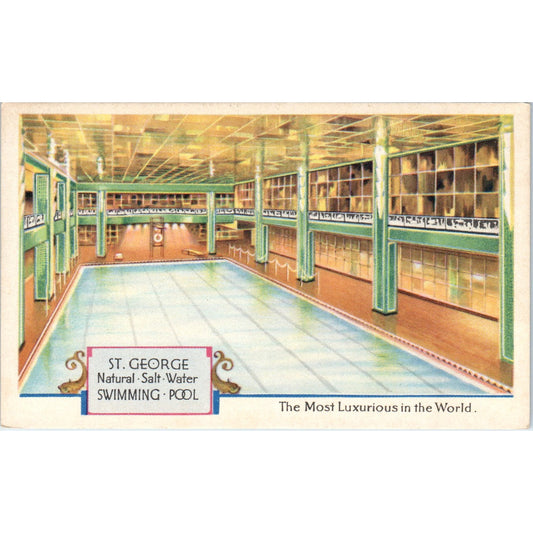 St. George Salt Water Swimming Pool Brooklyn New York Original Postcard P2-1