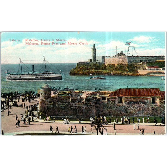 Punta Fort & Morrow Castle 1933 Havana Cuba Original Postcard TK1-P12