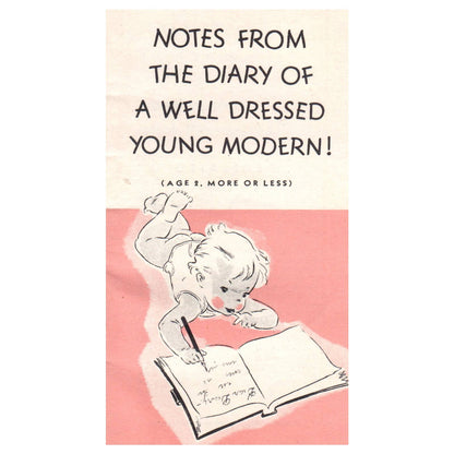 1937 William Carter Company Advertising Booklet Notes From a Baby Diary SE4