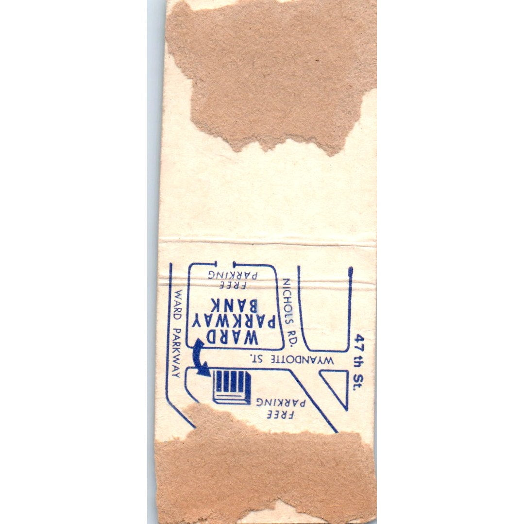 Ward Parkway Bank Kansas City MO Advertising Matchbook Cover MM9-4
