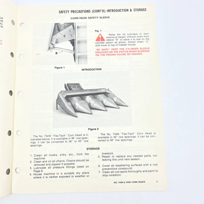 Original 1978 New Idea Operator's Manual US-187 744N 744W Uni-Corn Heads TB9