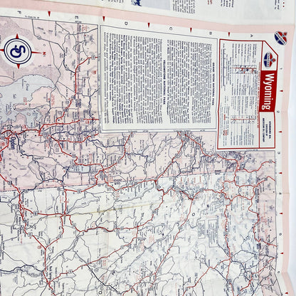 1961 Standard Oil Wyoming Fold Out Road Map TE1