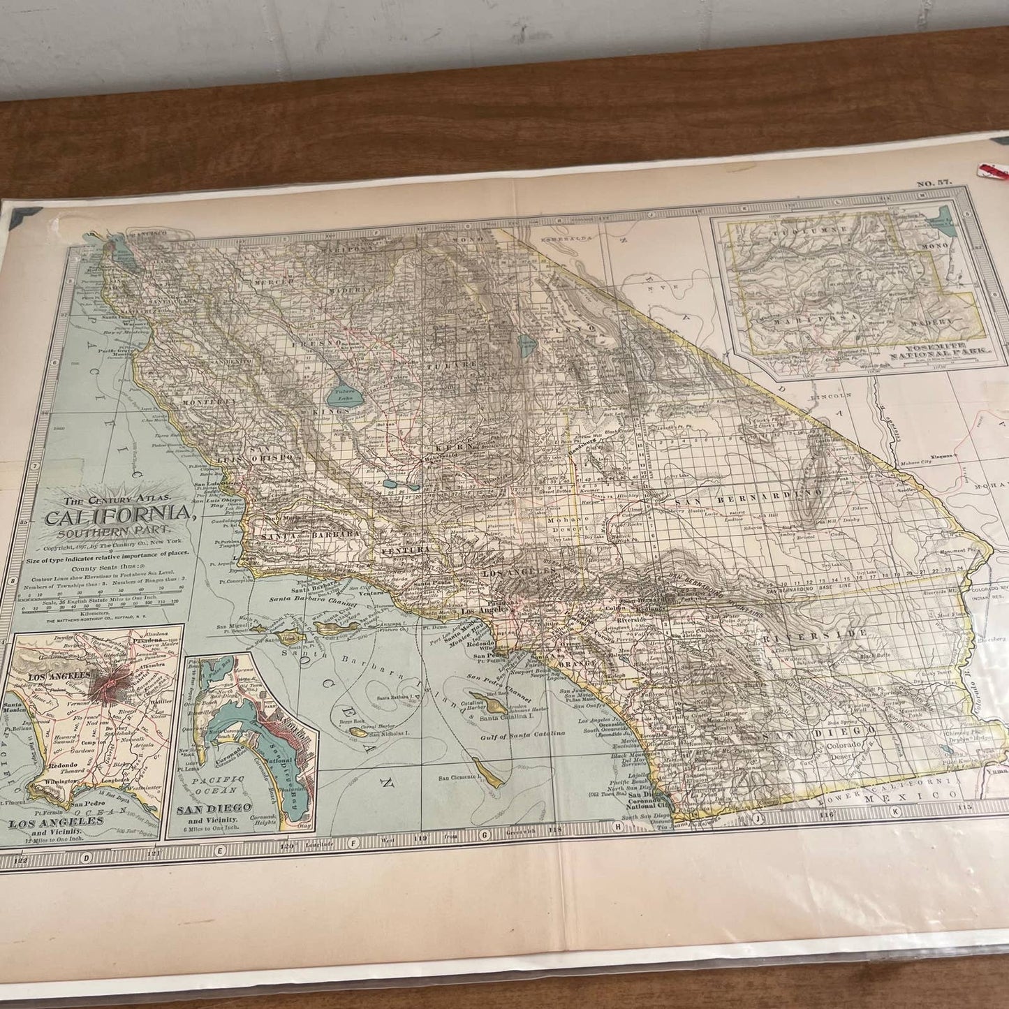 Antique 1897 The Century Atlas Map of CALIFORNIA SET OF 2 Engraved 12.5x17 FL5