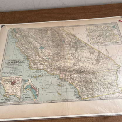 Antique 1897 The Century Atlas Map of CALIFORNIA SET OF 2 Engraved 12.5x17 FL5