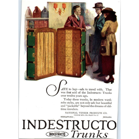 c1920 Harper's Magazine Ad - Indestructo Trunks Mishawaka Indiana TF6-1