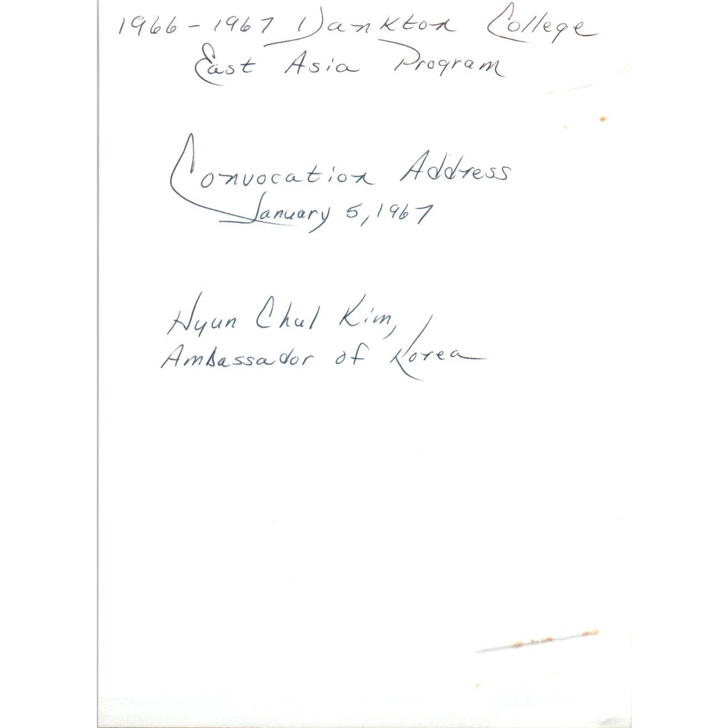 Hyung Chul Kim Korean Ambassador Yankton Convocation 1967 Original Photo TK1-P5