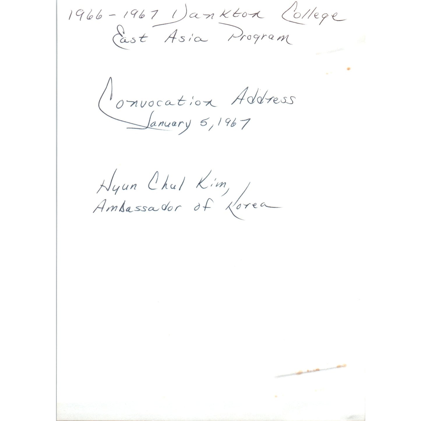 Hyung Chul Kim Korean Ambassador Yankton Convocation 1967 Original Photo B8