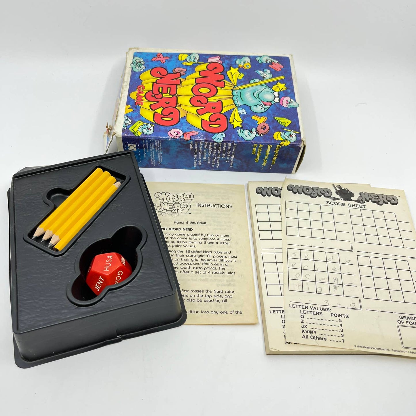 VINTAGE 1979 HASBRO WORD NERD GAME #2235 & INSTRUCTION BOOKLET TE2