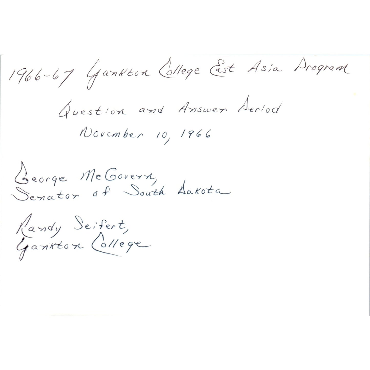 Senator George McGovern & Randy Seifert Yankton College 1966 Photo 5x7 B8