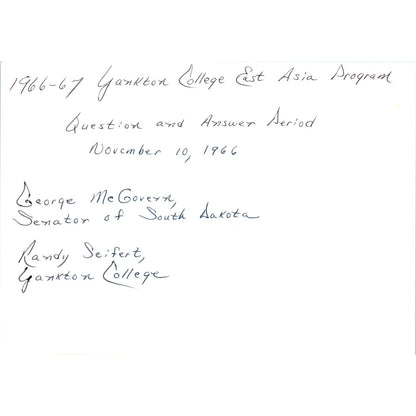 Senator George McGovern & Randy Seifert Yankton College 1966 Photo 5x7 B8