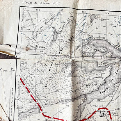 1918 WWI Chambley France Battlefield Combat Trench Map 28x22 D7