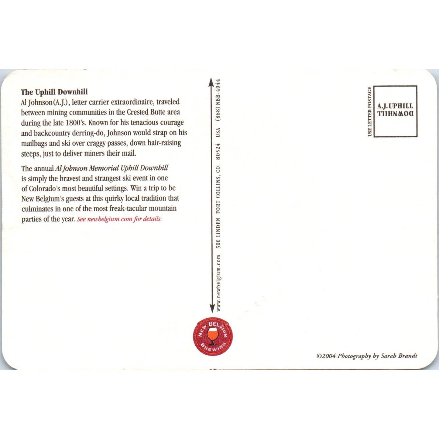 Skiing at New Belgium Fort Collins Colorado Original Postcard TK1-29