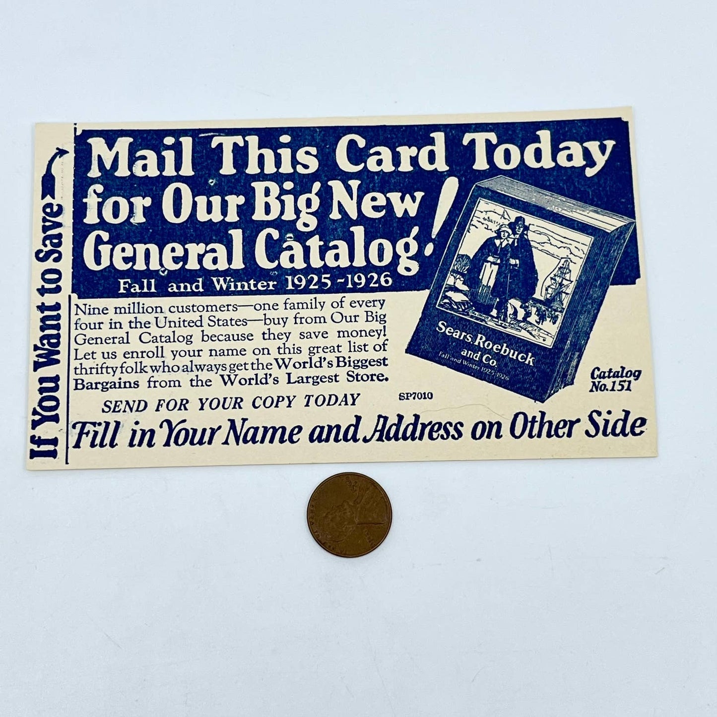 1925 Sears, Roebuck & Co Catalog Request Blank Post Card Seattle WA SC5