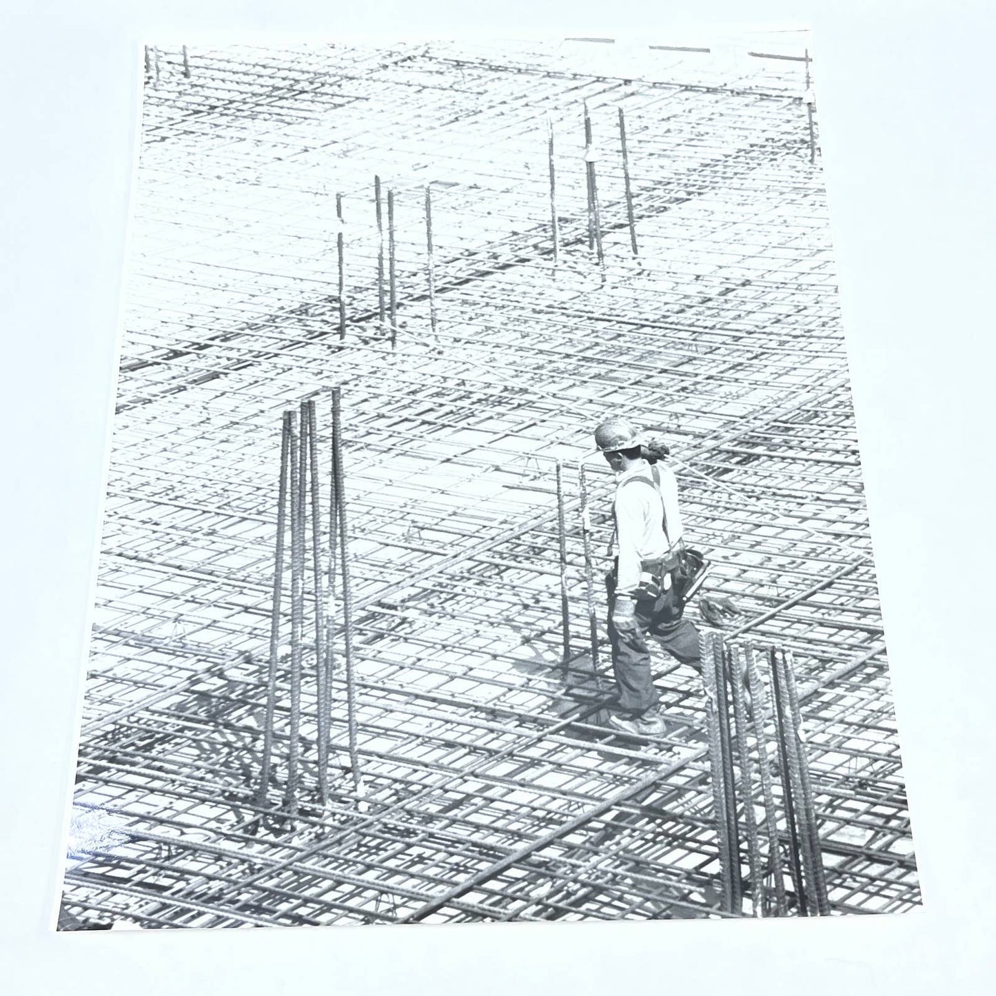 Vtg Original Art B&W Photo Construction Site Rebar RA Kennedy 11x14 FL4-2