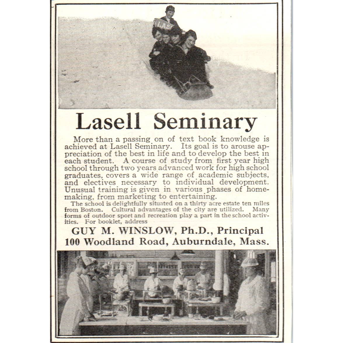 c1920 Harper's Magazine Ad - Lasell Seminary Guy W. Winslow Auburndale MA EA3