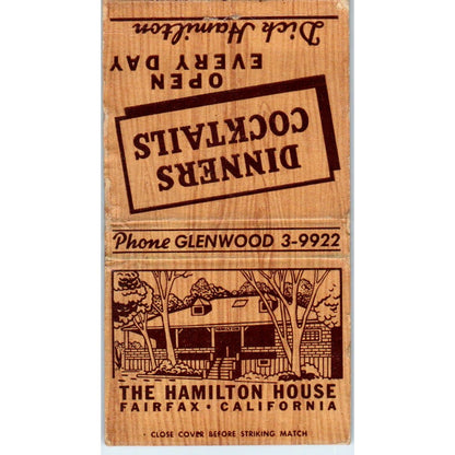 The Hamilton House Fairfax California Advertising Matchbook Cover SA9-M1