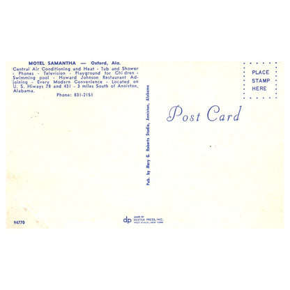 Motel Samantha Oxford Alabama - Postcard TJ8-2
