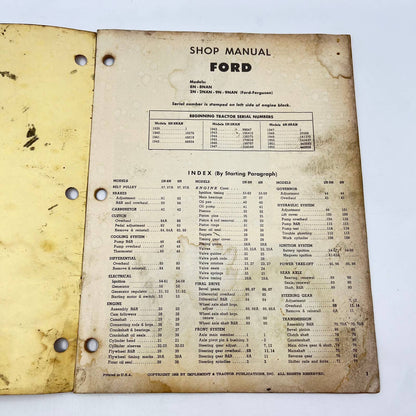 1953 FORD SERIES 2N 8N 9N 9N TRACTOR SERVICE MANUAL I&T FO-4 Repair Book TC6