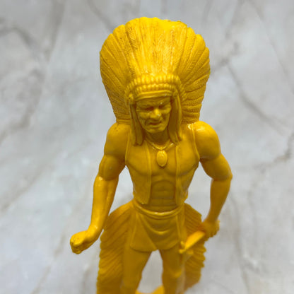 Plastic Yellow Indian Chief Native American Toy Old Vintage 5.5” TC9-T1