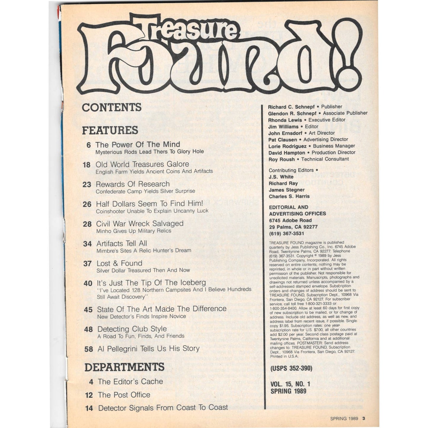 Treasure Found! Magazine 1989 Spring Metal Detecting Gold Diamonds M2