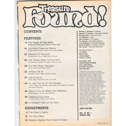 Treasure Found! Magazine 1989 Spring Metal Detecting Gold Diamonds M2