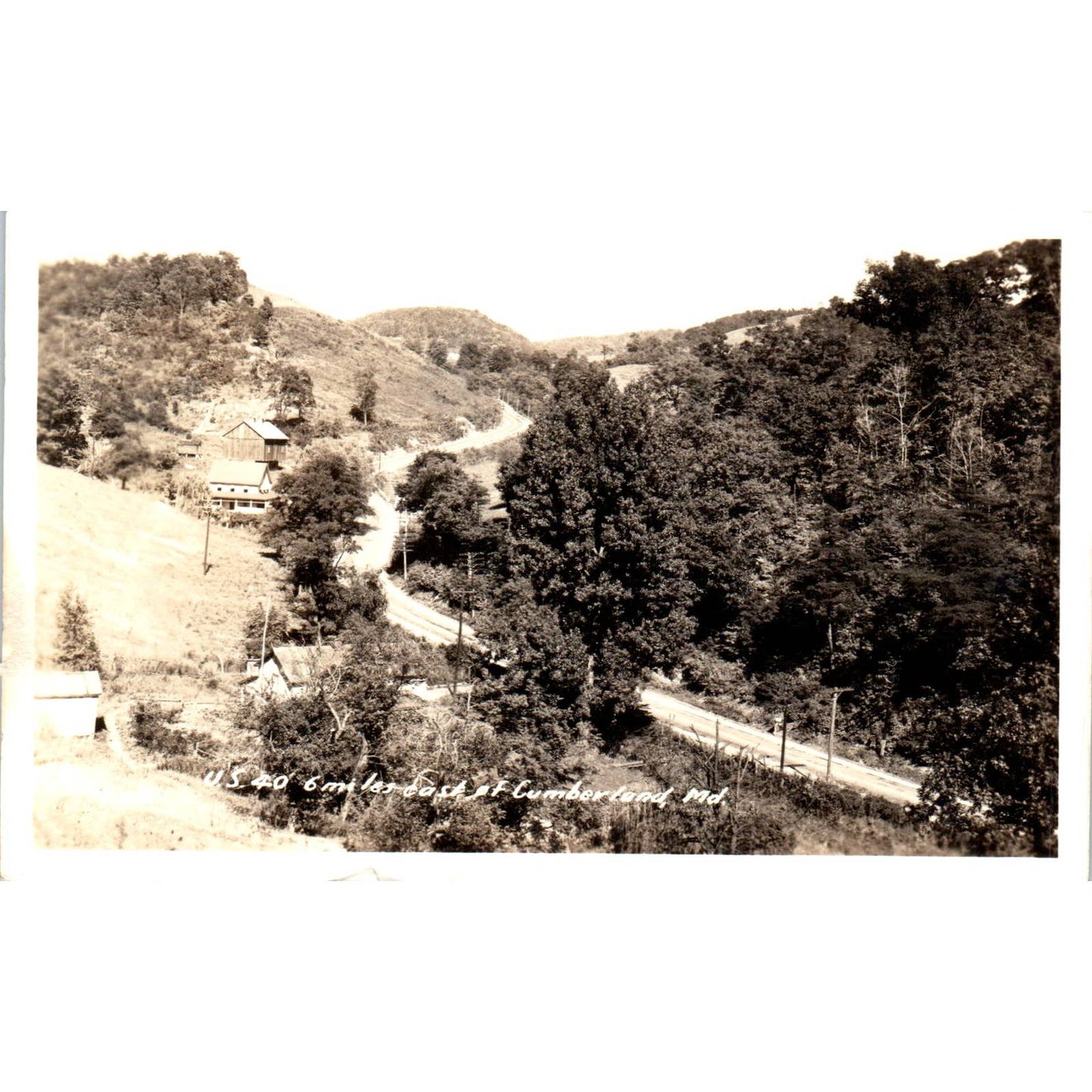 US 40 East of Cumberland Maryland 1939 RPPC Original Postcard TK1-25
