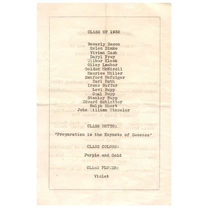 1932 Original Archbold High School 39th Annual Commencement Program AD8