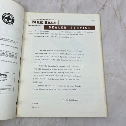New Idea Operator's Manual No. 313 Husking Unit for 311,312 Gathering Units M1-1