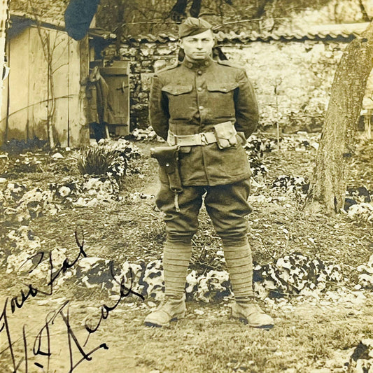 Early 1900s RPPC WWI US Military Serviceman Soldier in France PA9