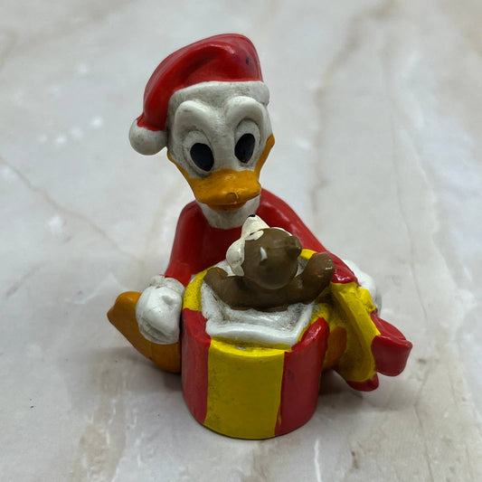 Vintage Christmas Donald Duck w/ Chipmunk Gift PVC Applause Figure Disney TC5-S1