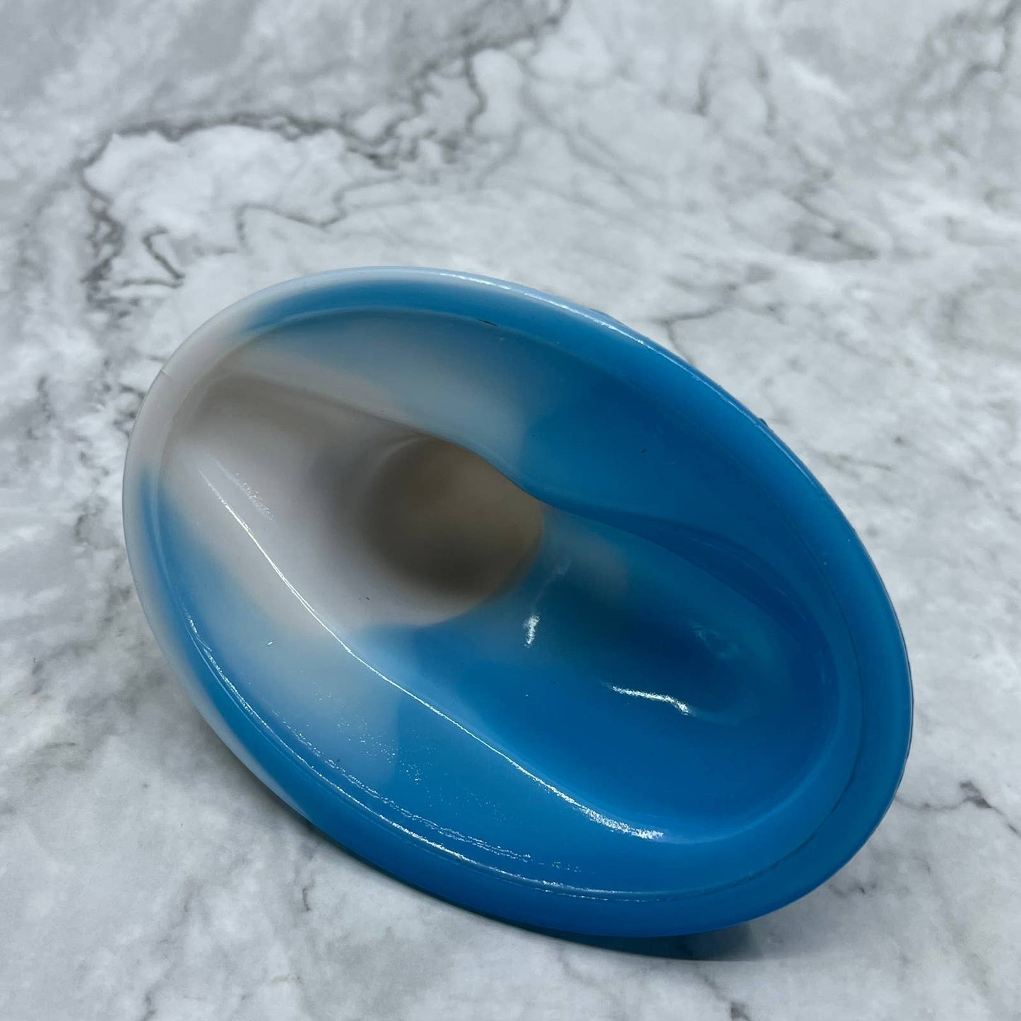 Vintage Westmoreland White/Blue Slag Glass Cat Candy Trinket Dish LID ONLY TA2