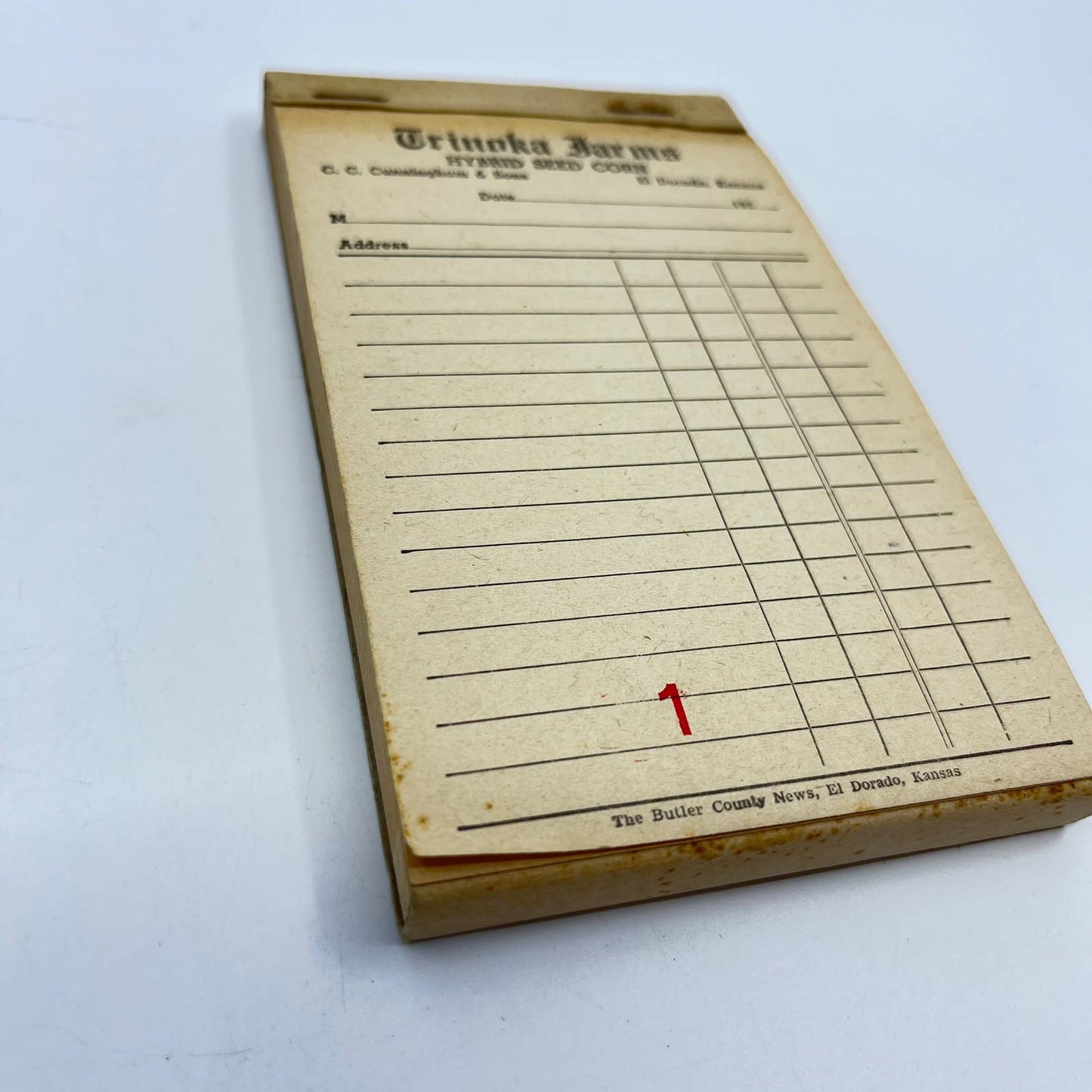 1950s Trinoka Farms Hybrid Seed Corn Order Pad El Dorado Kansas TE4