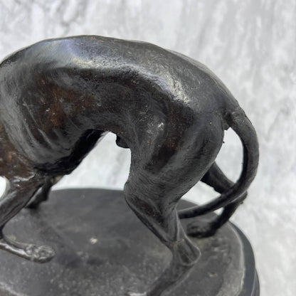 Vintage Bronze Whippet Greyhound Standing Statue Sculpture Racing Dog ~10x10