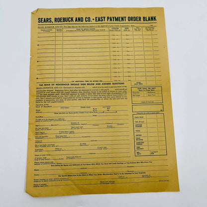 1942 Sears, Roebuck and Co. Order Blank Form D2