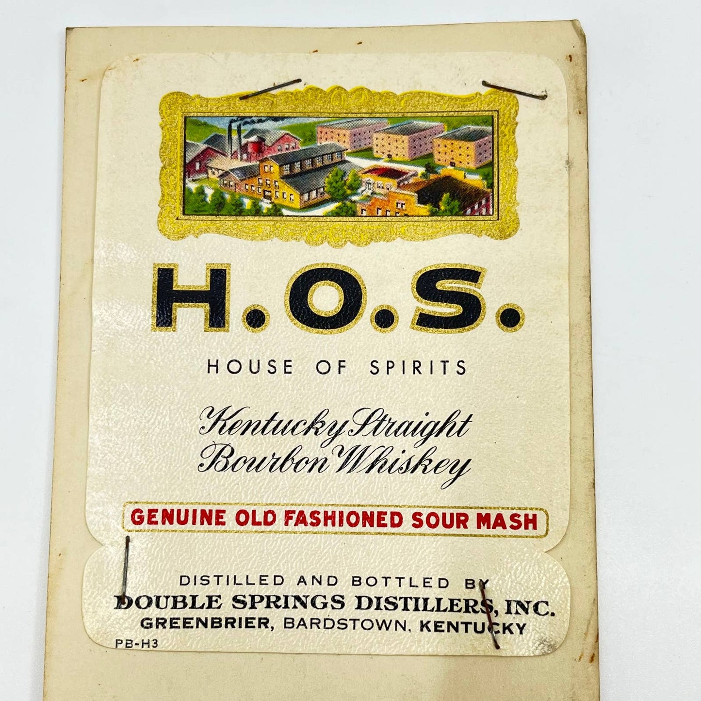 HOS House of Spirits Bourbon Whiskey Label Double Springs Greenbrier KY