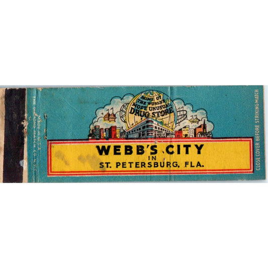 Webb's City Drug Store St. Petersburg FL Advertising Matchbook Cover MM9-8