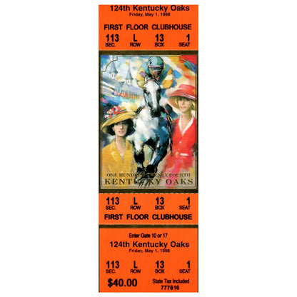 124th Kentucky Oaks Friday May 1 1998 Full Ticket First Floor Clubhouse SE4